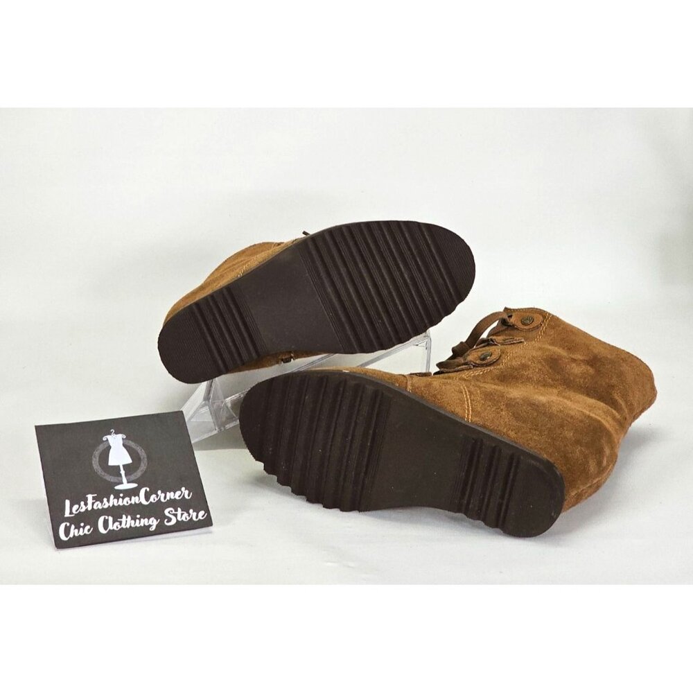 NWD Bearpaw Women's Brown Suede Bonnie Wedge Boot Zip Bootie Size 8 1809 - Picture 10 of 16